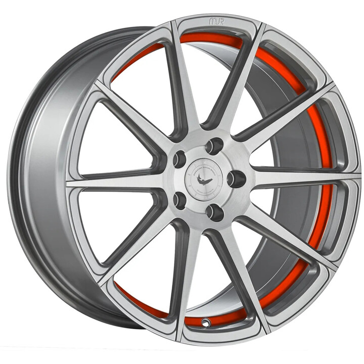Barracuda - Project 2.0 silver brushed / Undercut Color Trim rot 9.5x22 ET40 - LK5/108 ML73.1 | ROUGHBULL RACING
