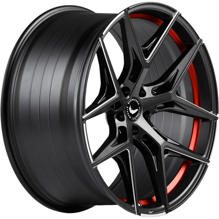 Barracuda - Razzer mattblack undercut trimline rot PureSports gefräst 9.5x22 ET35 - LK5/112 ML73.1 | ROUGHBULL RACING