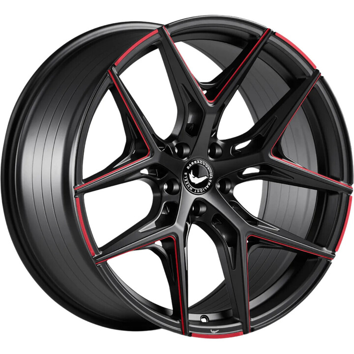 Barracuda - Razzer mattblack red PureSports gefräst 9.5x21 ET27 - LK5/112 ML73.1 | ROUGHBULL RACING