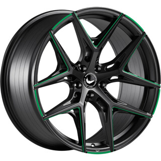 Barracuda - Razzer mattblack green PureSports gefräst 9.5x22 ET27 - LK5/112 ML73.1 | ROUGHBULL RACING