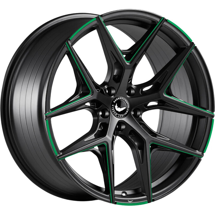 Barracuda - Razzer mattblack green PureSports gefräst 8.5x19 ET43 - LK5/114.3 ML73.1 | ROUGHBULL RACING