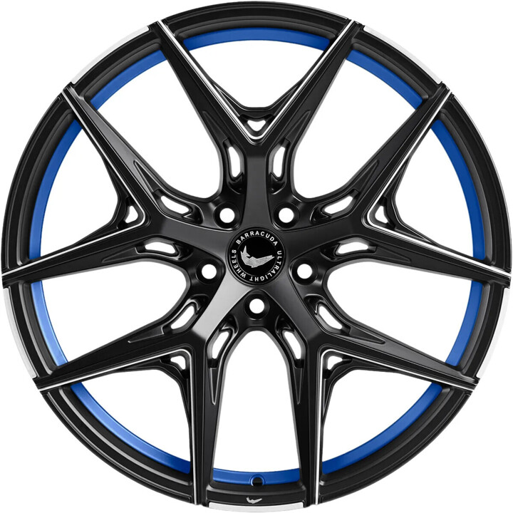 Barracuda - Razzer mattblack undertcut trimline blau PureSports gefräst 10x20 ET40 - LK5/114.3 ML73.1 | ROUGHBULL RACING