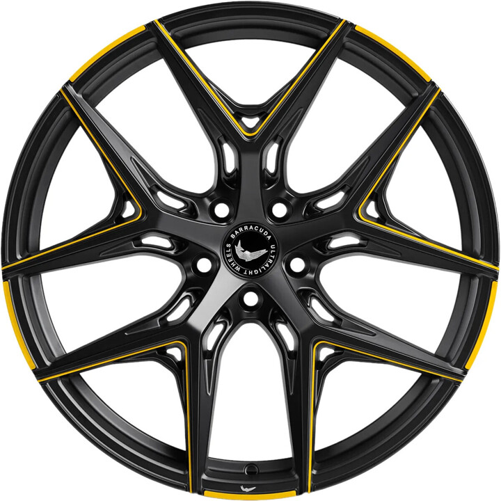 Barracuda - Razzer mattblack yellowgold PureSports gefräst 10x20 ET45 - LK5/112 ML73.1 | ROUGHBULL RACING