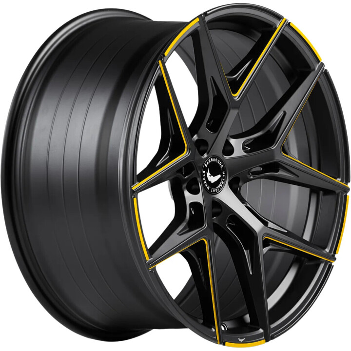 Barracuda - Razzer mattblack yellowgold PureSports gefräst 8.5x19 ET28 - LK5/112 ML73.1 | ROUGHBULL RACING