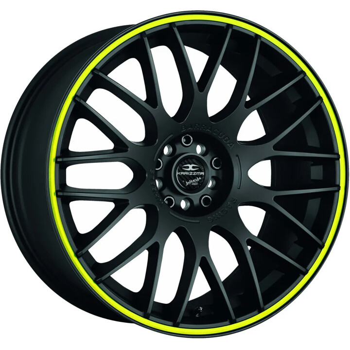 Barracuda - Karizzma mattblack PureSports / Color Trim gelb - DS5 8x18 ET33 - LK4/100 ML73.1 | ROUGHBULL RACING