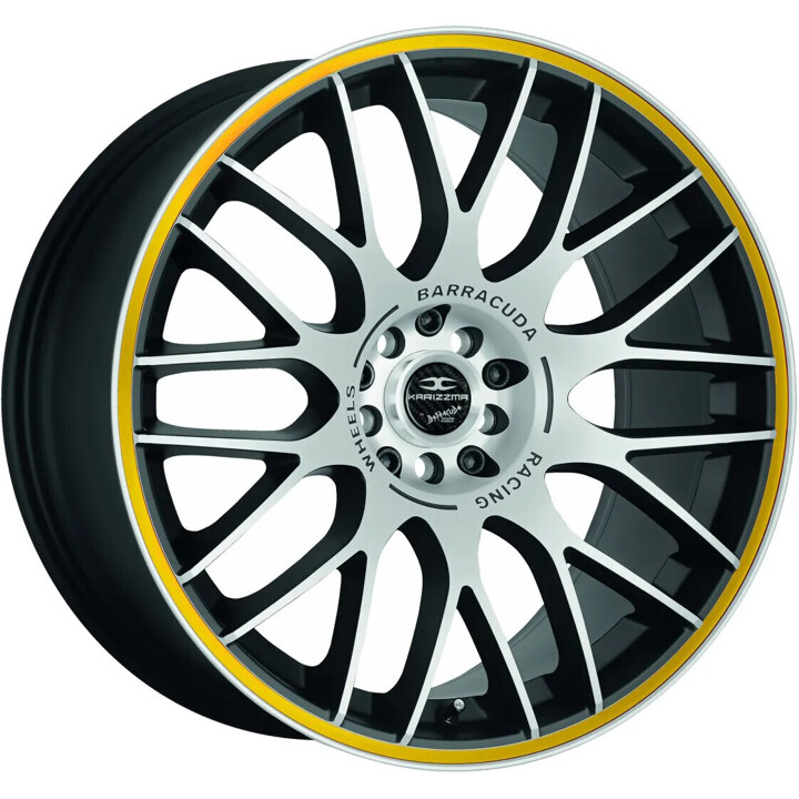 Barracuda - Karizzma mattblack-polished / Color Trim gelb 8.5x19 ET32 - LK5/100 ML73.1 | ROUGHBULL RACING