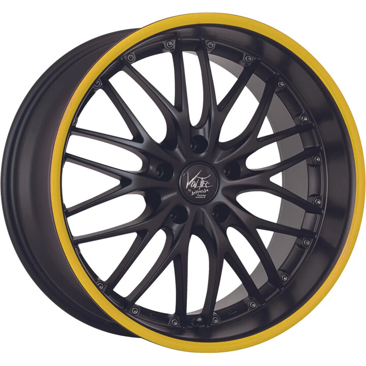 Barracuda - Voltec T6 mattblack PureSports / Color Trim gelb 8x18 ET45 - LK5/112 ML73.1 | ROUGHBULL RACING
