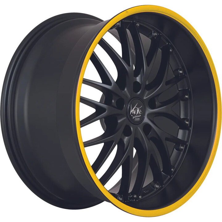 Barracuda - Voltec T6 mattblack PureSports / Color Trim gelb - DS10 9x20 ET30 - LK5/112 ML73.1 | ROUGHBULL RACING