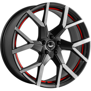 Barracuda - Tzunamee EVO dark gunmetal brushed undercut trimline red 9x20 ET40 - LK5/114.3 ML73.1 | ROUGHBULL RACING