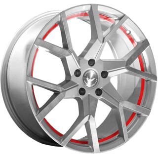 Barracuda - Tzunamee EVO silver brushed undercut trimline red 8x18 ET38 - LK5/100 ML73.1 | ROUGHBULL RACING