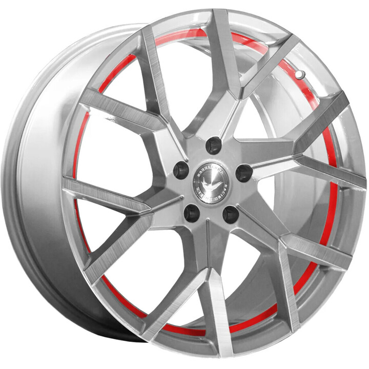 Barracuda - Tzunamee EVO silver brushed undercut trimline red 8x18 ET38 - LK5/100 ML73.1 | ROUGHBULL RACING