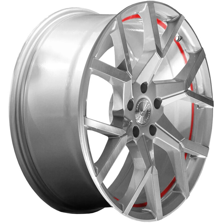Barracuda - Tzunamee EVO silver brushed undercut trimline red 8x18 ET40 - LK5/120 ML72.6 | ROUGHBULL RACING