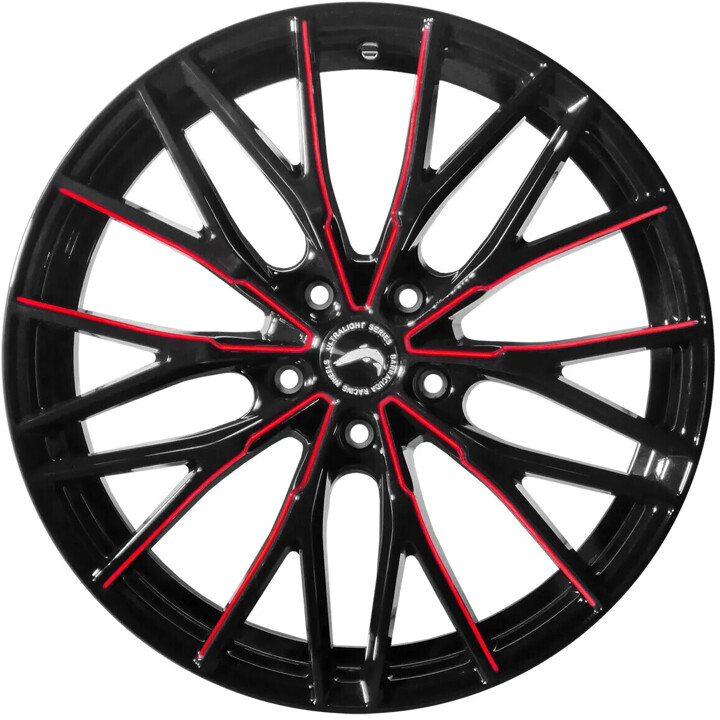 Barracuda - Project 3.0 black gloss flashred - DS25 10x20 ET18 - LK5/112 ML73.1 | ROUGHBULL RACING