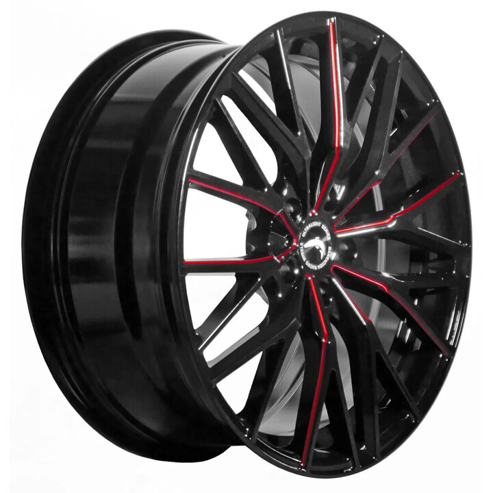Barracuda - Project 3.0 black gloss flashred 8.5x18 ET40 - LK5/108 ML73.1 | ROUGHBULL RACING