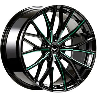 Barracuda - Project 3.0 black gloss flashgreen 10x20 ET28 - LK5/112 ML73.1 | ROUGHBULL RACING