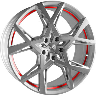 Barracuda - Project X silver-brushed-surface undercut trimline red 10x22 ET40 - LK5/114.3 ML73.1 | ROUGHBULL RACING