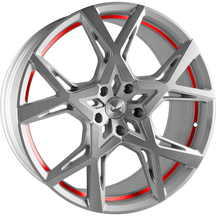 Barracuda - Project X silver-brushed-surface undercut trimline red 10x22 ET40 - LK5/114.3 ML73.1 | ROUGHBULL RACING