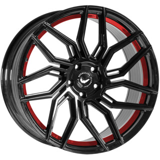 Barracuda - Dragoon higloss-black undercut trimline red 9x19 ET40 - LK5/112 ML73.1 | ROUGHBULL RACING