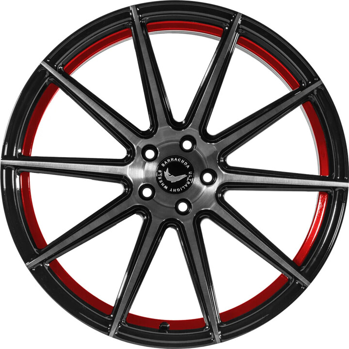 Barracuda - Project 2.0 higloss-black brushed surface / Undercut Colour Trim rot 10.5x21 ET19 - LK5/112 ML73.1 | ROUGHBULL RACING