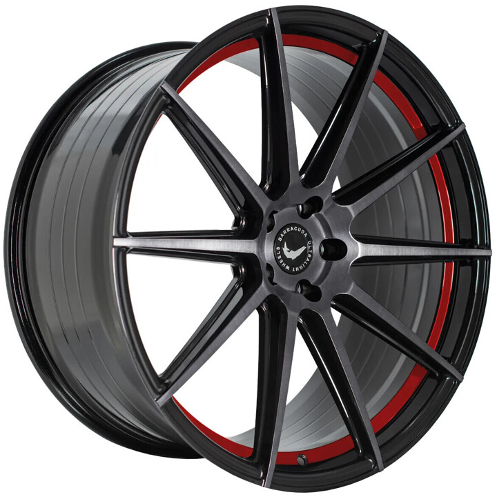 Barracuda - Project 2.0 higloss-black brushed surface / Undercut Colour Trim rot 9.5x22 ET35 - LK5/114.3 ML73.1 | ROUGHBULL RACING