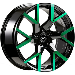 Barracuda - Tzunamee EVO black gloss flashgreen 8.5x19 ET33 - LK5/112 ML73.1 | ROUGHBULL RACING