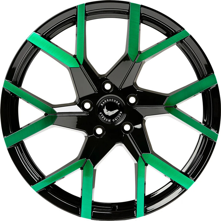 Barracuda - Tzunamee EVO black gloss flashgreen 9x20 ET40 - LK5/114.3 ML73.1 | ROUGHBULL RACING
