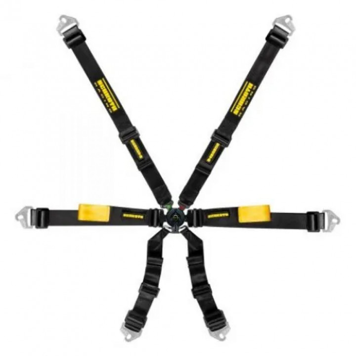 Schroth - Enduro 2x2 schwarz mit schwarz/gelbem SCHROTH RACING Logo HANS