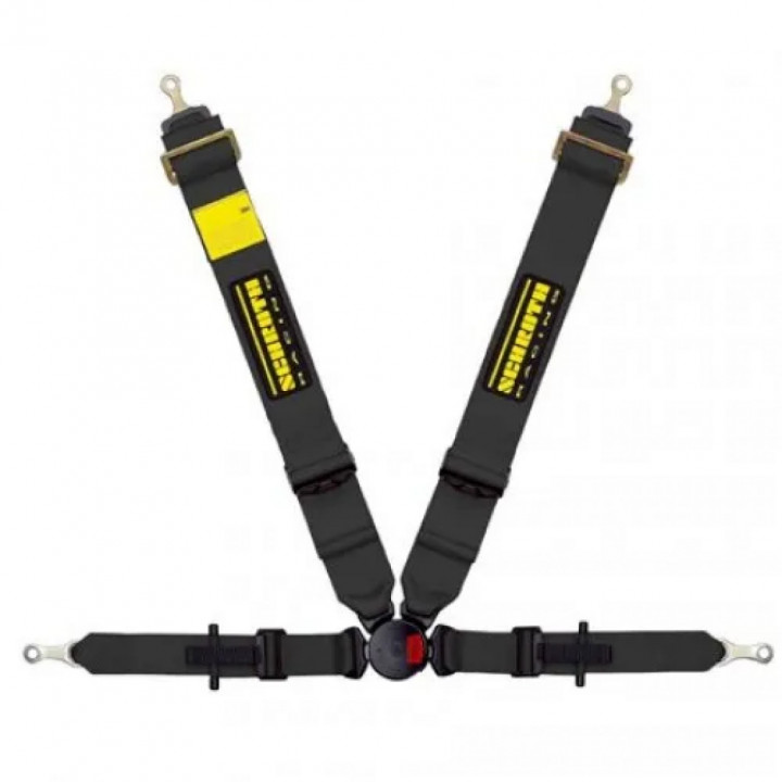 Schroth - PROFI II-FE asm schwarz mit SCHROTH RACING Logo links mit Ausklinkbeschlag